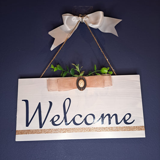 Welcome Sign - Navy & Rose Gold