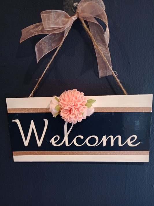 Welcome Sign - Navy & Rose Gold